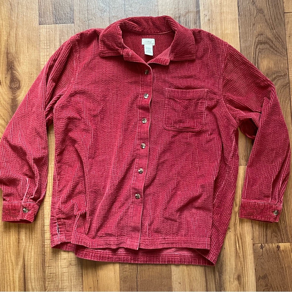 Vintage L.L. Bean Women's Orange Corduroy Shacket Shirt Jacket